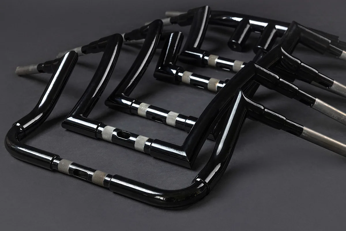 Steel Guru bespoke Harley-Davidson handlebars on a Softail